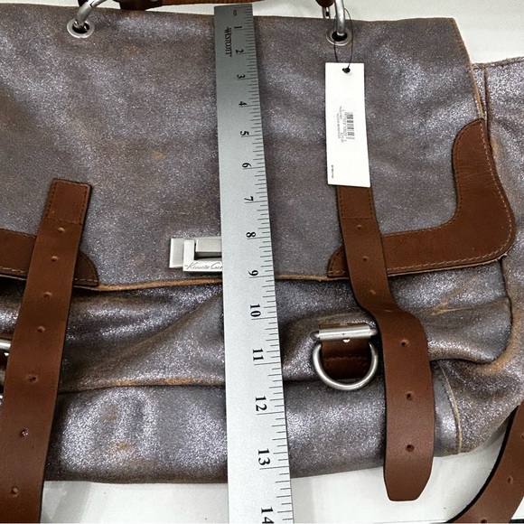 Kenneth Cole Hudson Messenger Bag Leather Brown Sparkle Crossbody NEW With Tags - Picture 16 of 16